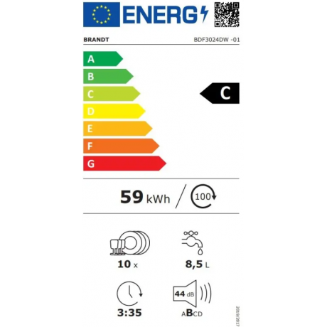 BRANDT BDF3024DW Ελεύθερο Πλυντήριο Πιάτων 10 Σερβίτσια 44.8cm Λευκό